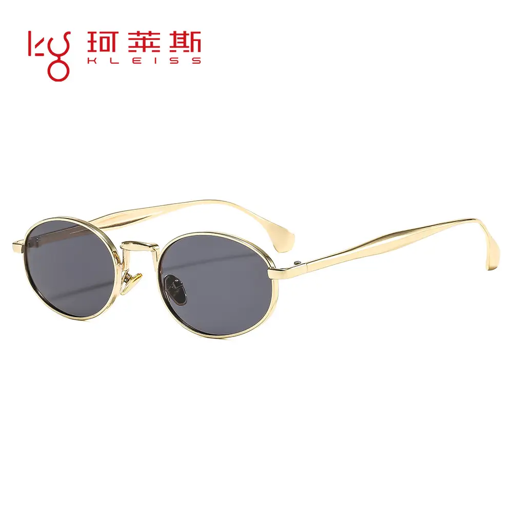 Oval Frame Luxury Sunglasses for Women Silver Dark Lens