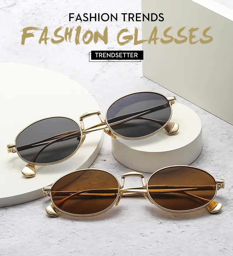 Oval Frame Luxury Sunglasses for Women Silver Dark Lens — feature 1