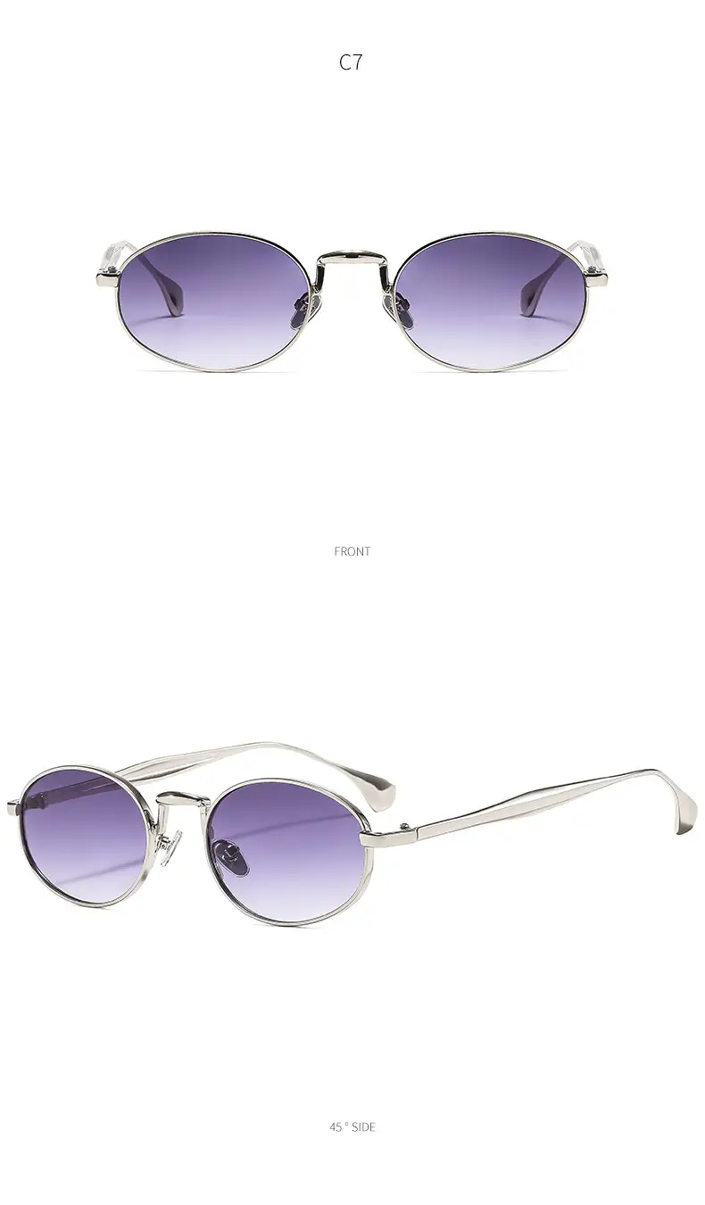 Oval Frame Luxury Sunglasses for Women Silver Dark Lens — feature 12