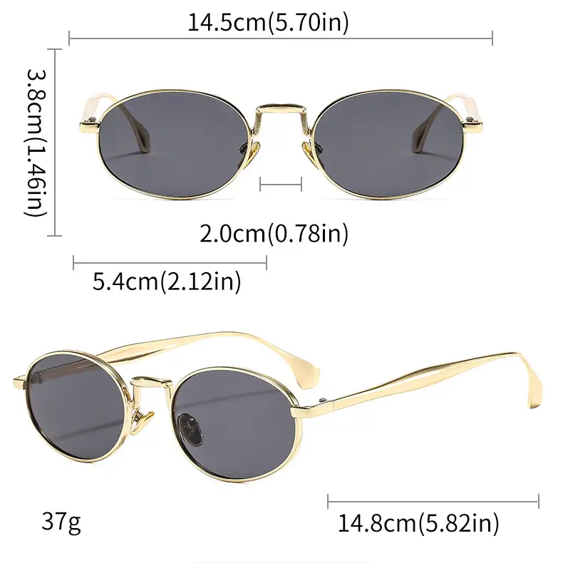 Oval Frame Luxury Sunglasses for Women Silver Dark Lens — feature 4