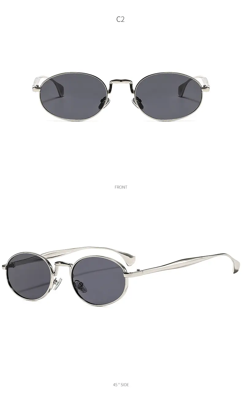 Oval Frame Luxury Sunglasses for Women Silver Dark Lens — feature 7