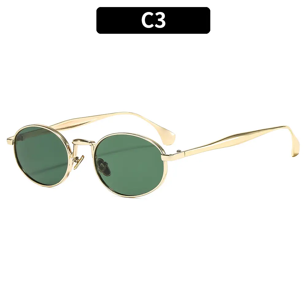 Oval Frame Luxury Sunglasses for Women Silver Dark Lens