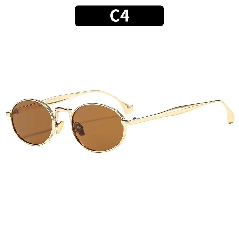 Oval Frame Luxury Sunglasses for Women Silver Dark Lens