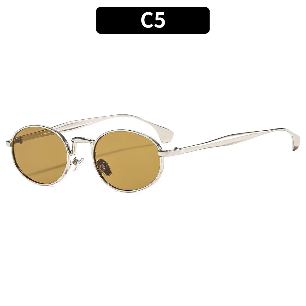 Oval Frame Luxury Sunglasses for Women Silver Dark Lens
