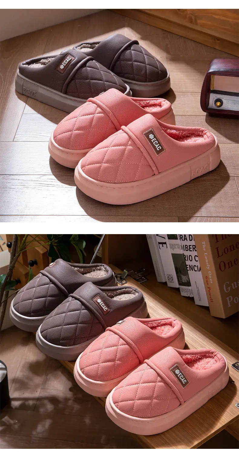 Waterproof Cotton Slippers for Men, Autumn and Winter Outer Wear Thick Soles 2025 New Indoor Home Non-Slip Leather Cotton Slippers for Women — feature 11