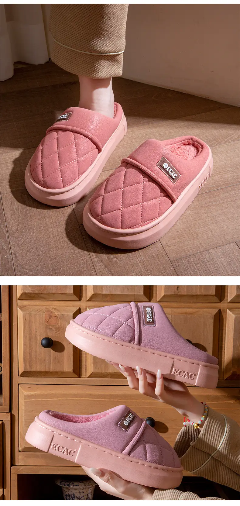 Waterproof Cotton Slippers for Men, Autumn and Winter Outer Wear Thick Soles 2025 New Indoor Home Non-Slip Leather Cotton Slippers for Women — feature 12