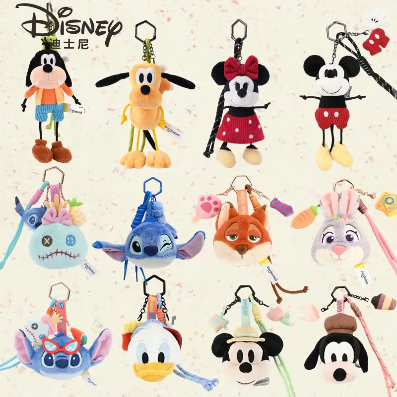 Authentic Disney Mickey Plush Doll Keychain Goofy Doll Pendant Donald Duck Judy Nick Backpack Accessory