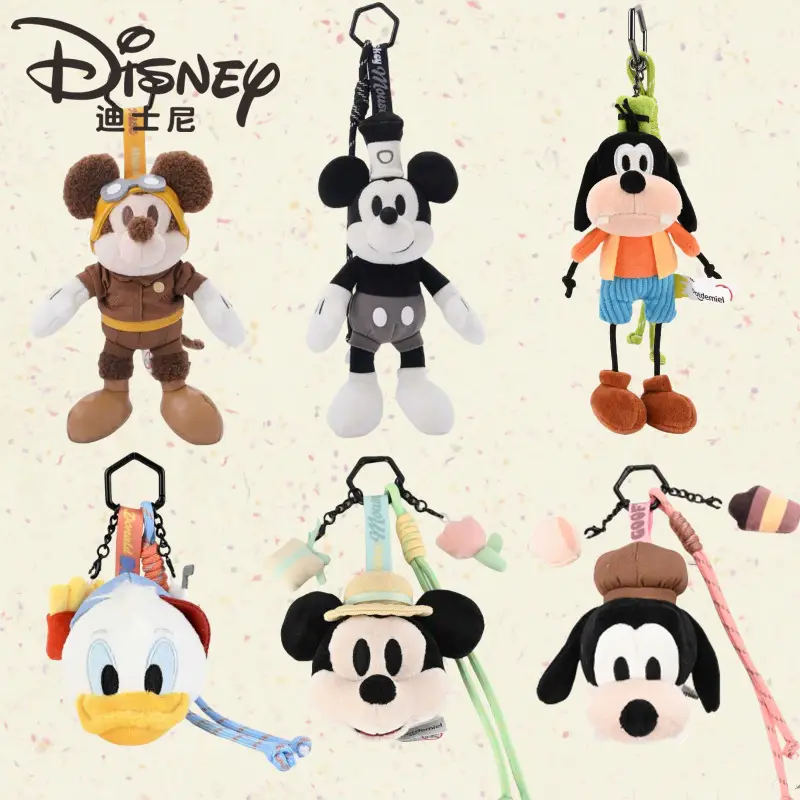 Authentic Disney Mickey Plush Doll Keychain Goofy Doll Pendant Donald Duck Judy Nick Backpack Accessory