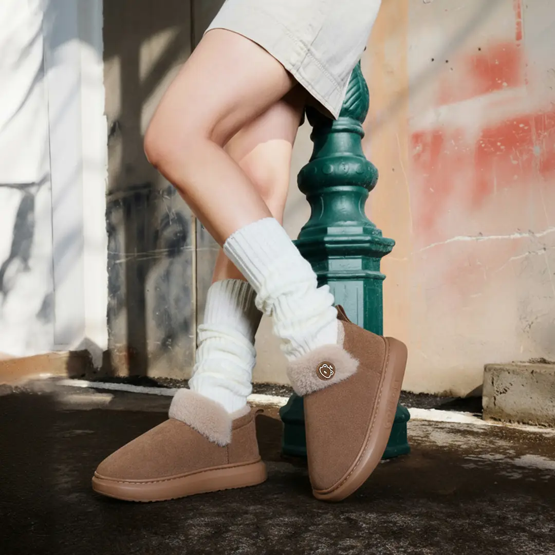 Women's Winter Thick-Soled Cotton Slippers with Heel Cover, Suitable for Couples, for Indoor and Outdoor Use, with Added Fleece for Warmth, Non-Slip, Thick-Soled Plush Cotton Shoes for Men in Winter - Image 7