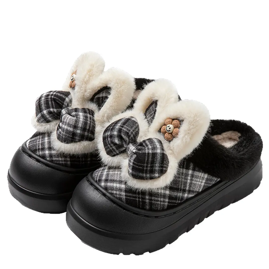 2025 New Thick-Soled Cotton Slippers for Women to Wear Outside, Warm, Non-Slip, Plush, Winter Heightening, Indoor and Home Waterproof Cotton Shoes