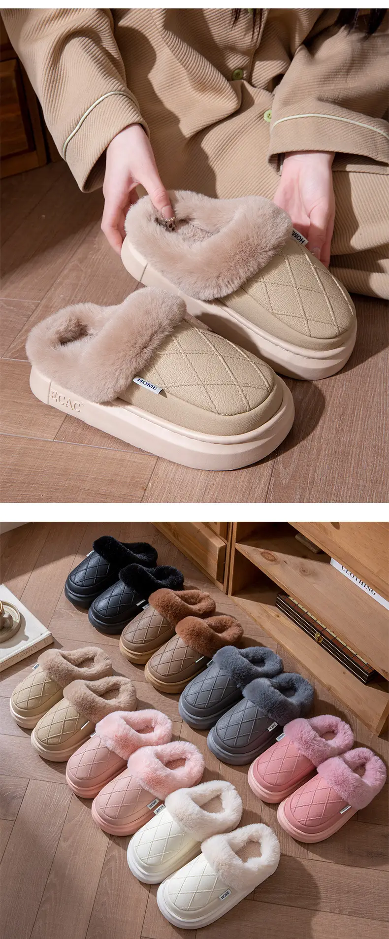 Women's Winter Thickened Warm Non-Slip Cotton Slippers 2025 New Indoor Home Odor-Resistant Plush Slippers Maternity Shoes — feature 10