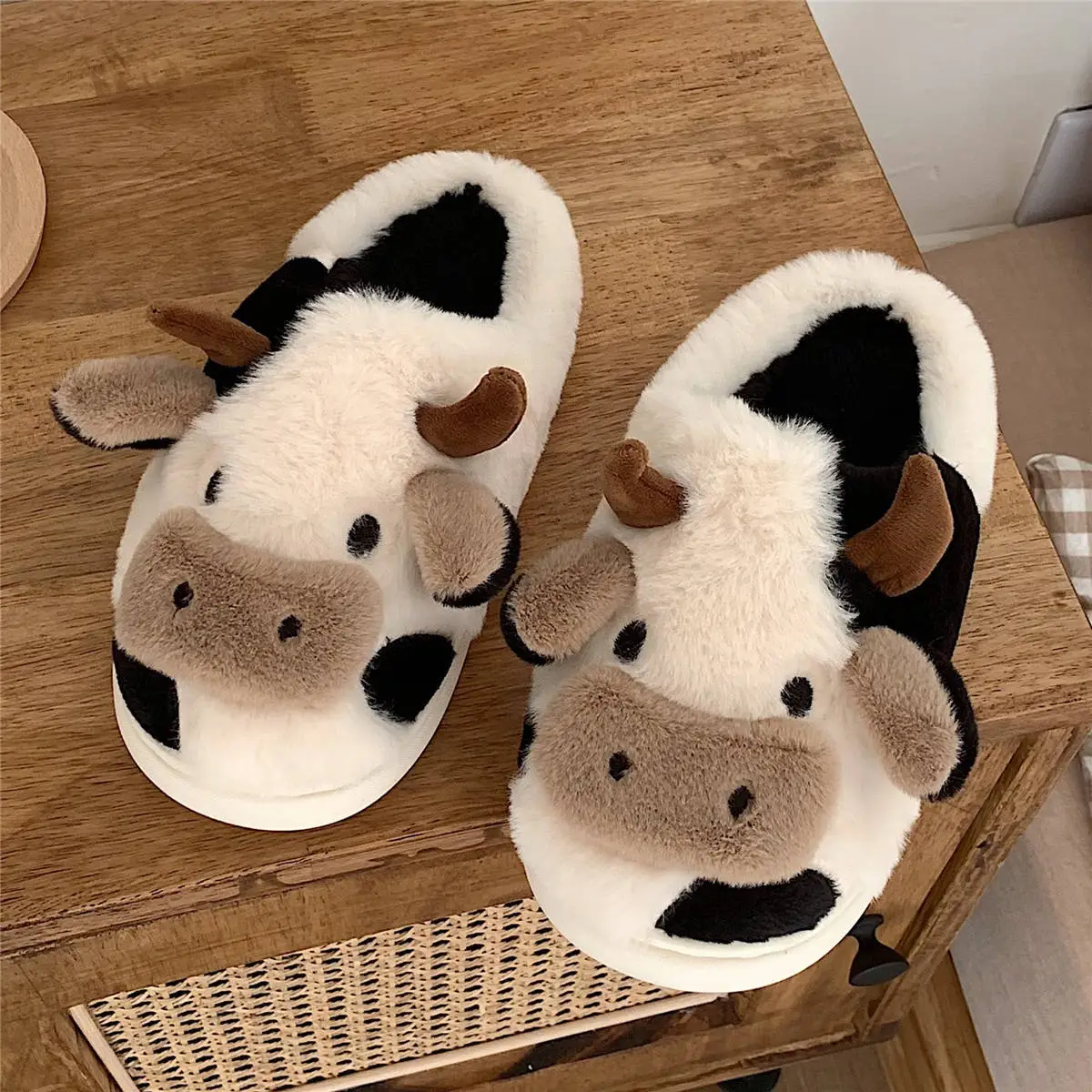 Cute Cow Shape Winter Slippers for Girls - Image 4