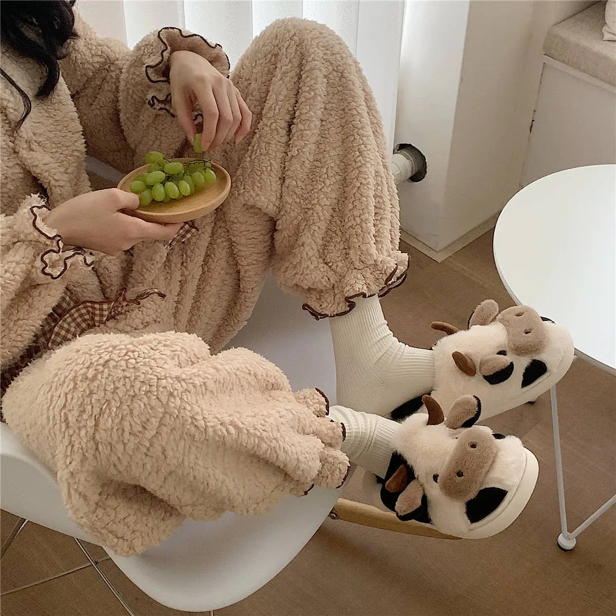 Cute Cow Shape Winter Slippers for Girls - Image 5