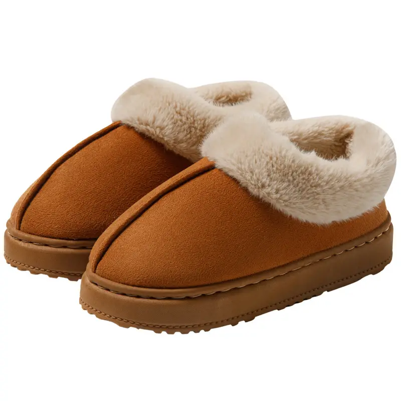 Women's Winter Outer Wear High-Top Thick-Soled Velvet Snow Boots with Heel and Fur Cotton Slippers, One-Piece Warm Cotton Slippers - Image 8