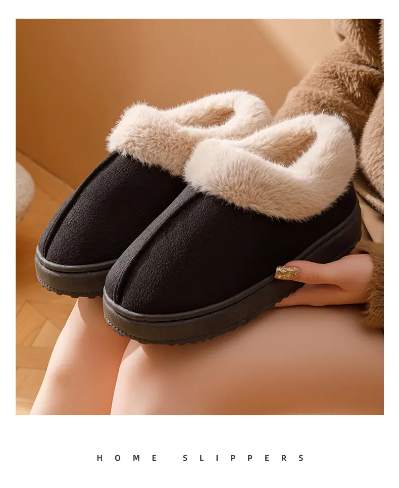 Women's Winter Outer Wear High-Top Thick-Soled Velvet Snow Boots with Heel and Fur Cotton Slippers, One-Piece Warm Cotton Slippers — feature 14