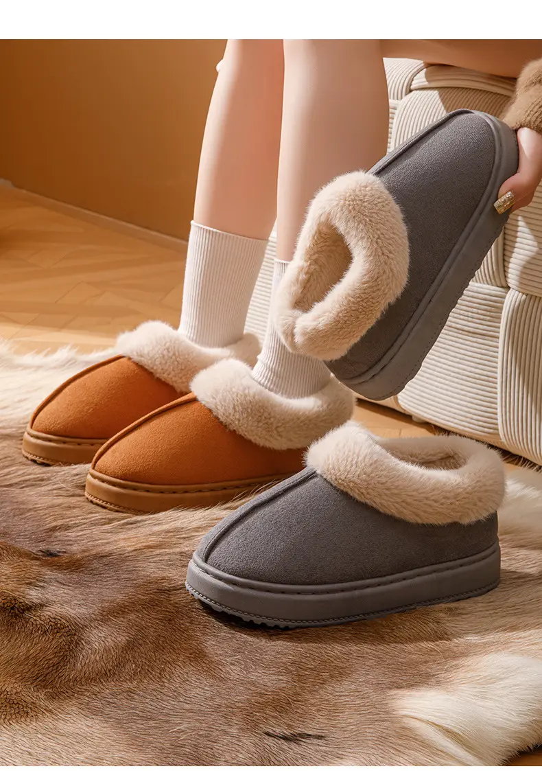 Women's Winter Outer Wear High-Top Thick-Soled Velvet Snow Boots with Heel and Fur Cotton Slippers, One-Piece Warm Cotton Slippers — feature 15
