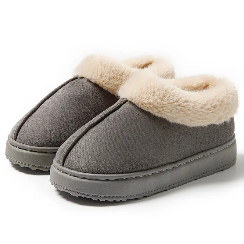 Women's Winter Outer Wear High-Top Thick-Soled Velvet Snow Boots with Heel and Fur Cotton Slippers, One-Piece Warm Cotton Slippers - Image 2