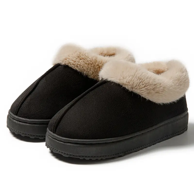 Women's Winter Outer Wear High-Top Thick-Soled Velvet Snow Boots with Heel and Fur Cotton Slippers, One-Piece Warm Cotton Slippers - Image 3