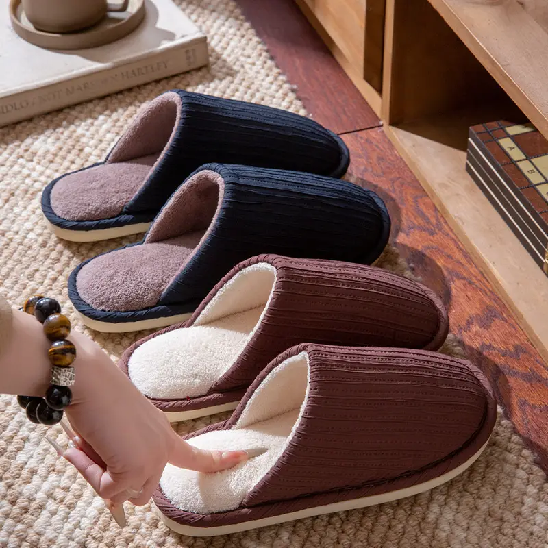Cute Cotton Slippers for Women Autumn and Winter 2025 New Indoor Home Warm Bag and Couple Furry Confinement Shoes for Men - Image 9