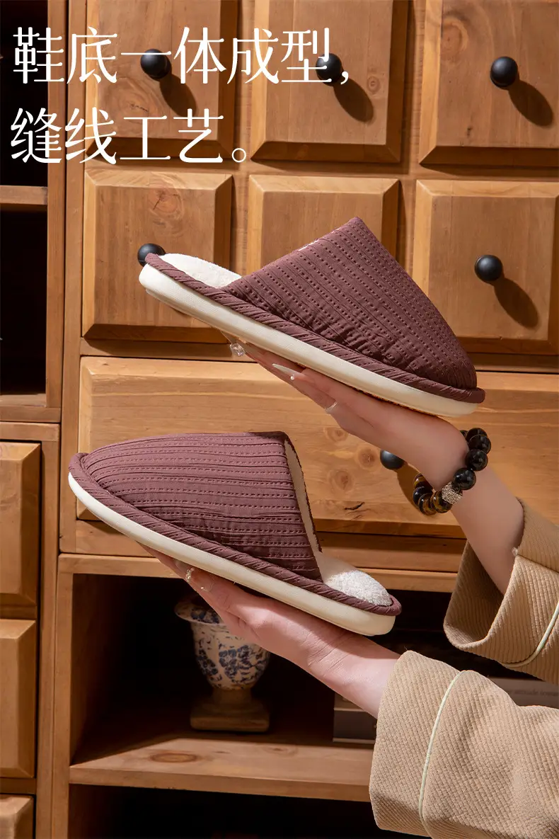 Cute Cotton Slippers for Women Autumn and Winter 2025 New Indoor Home Warm Bag and Couple Furry Confinement Shoes for Men — feature 5
