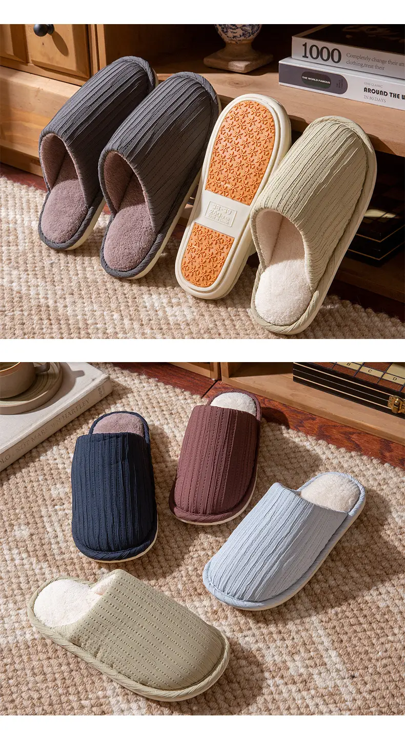 Cute Cotton Slippers for Women Autumn and Winter 2025 New Indoor Home Warm Bag and Couple Furry Confinement Shoes for Men — feature 8