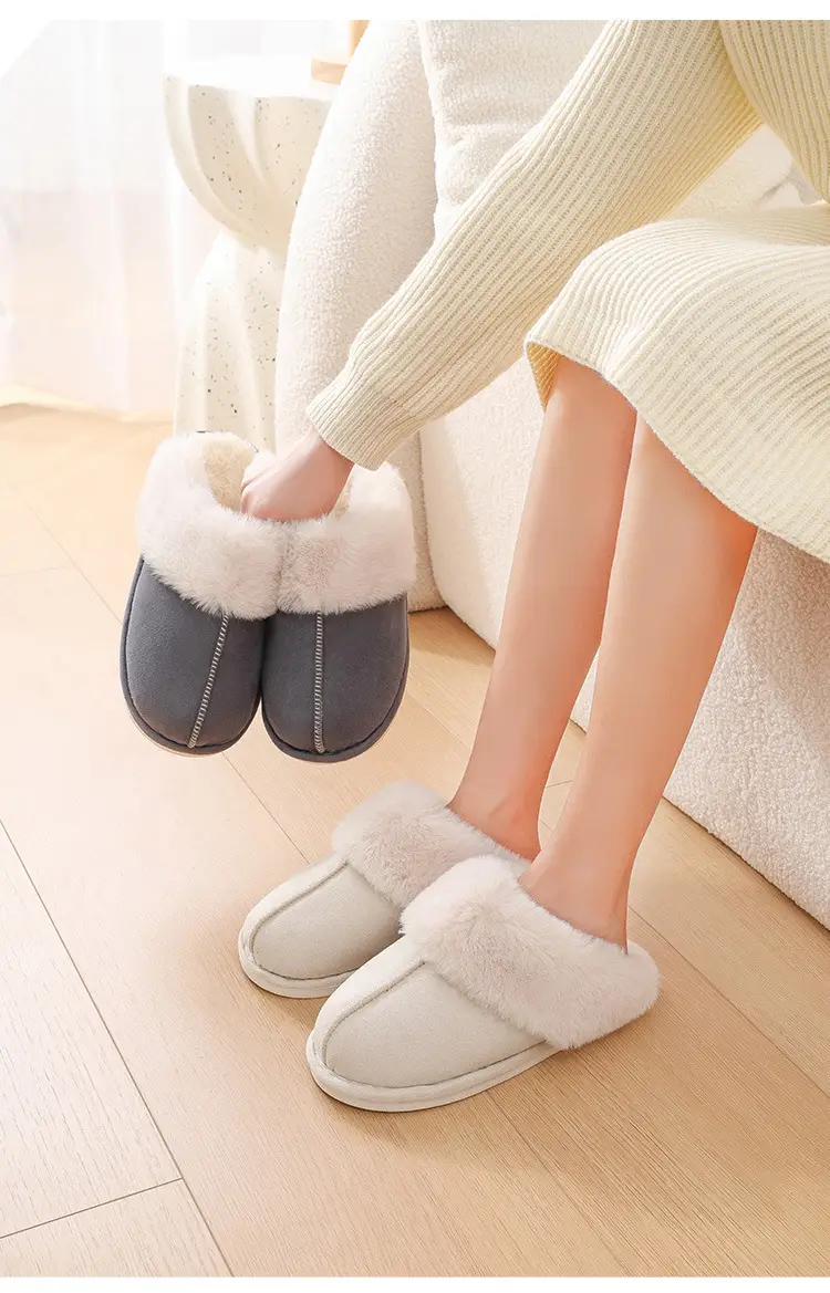 Women's Cotton Winter Slippers Pink Thick Warm Non-Slip — feature 11