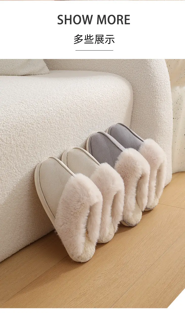 Women's Cotton Winter Slippers Pink Thick Warm Non-Slip — feature 9