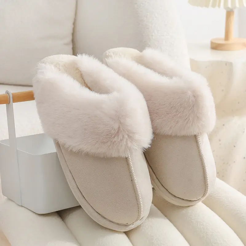 Women's Cotton Winter Slippers Pink Thick Warm Non-Slip - Image 2