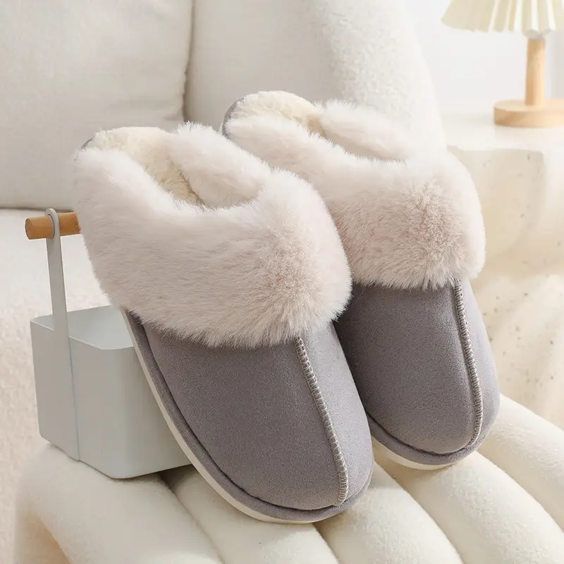 Women's Cotton Winter Slippers Pink Thick Warm Non-Slip - Image 3