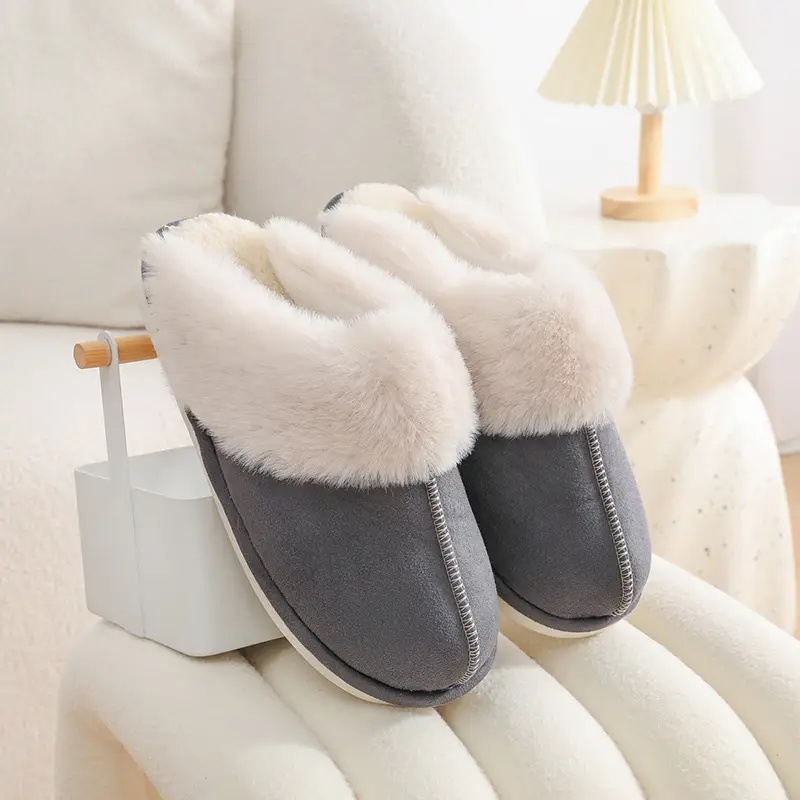 Women's Cotton Winter Slippers Pink Thick Warm Non-Slip - Image 4