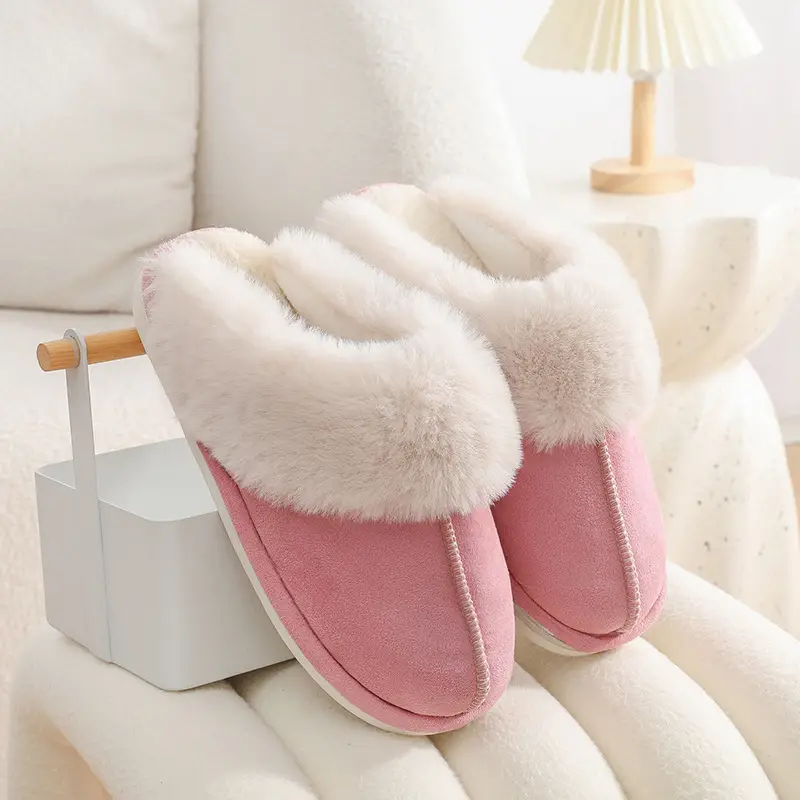 Women's Cotton Winter Slippers Pink Thick Warm Non-Slip - Image 5