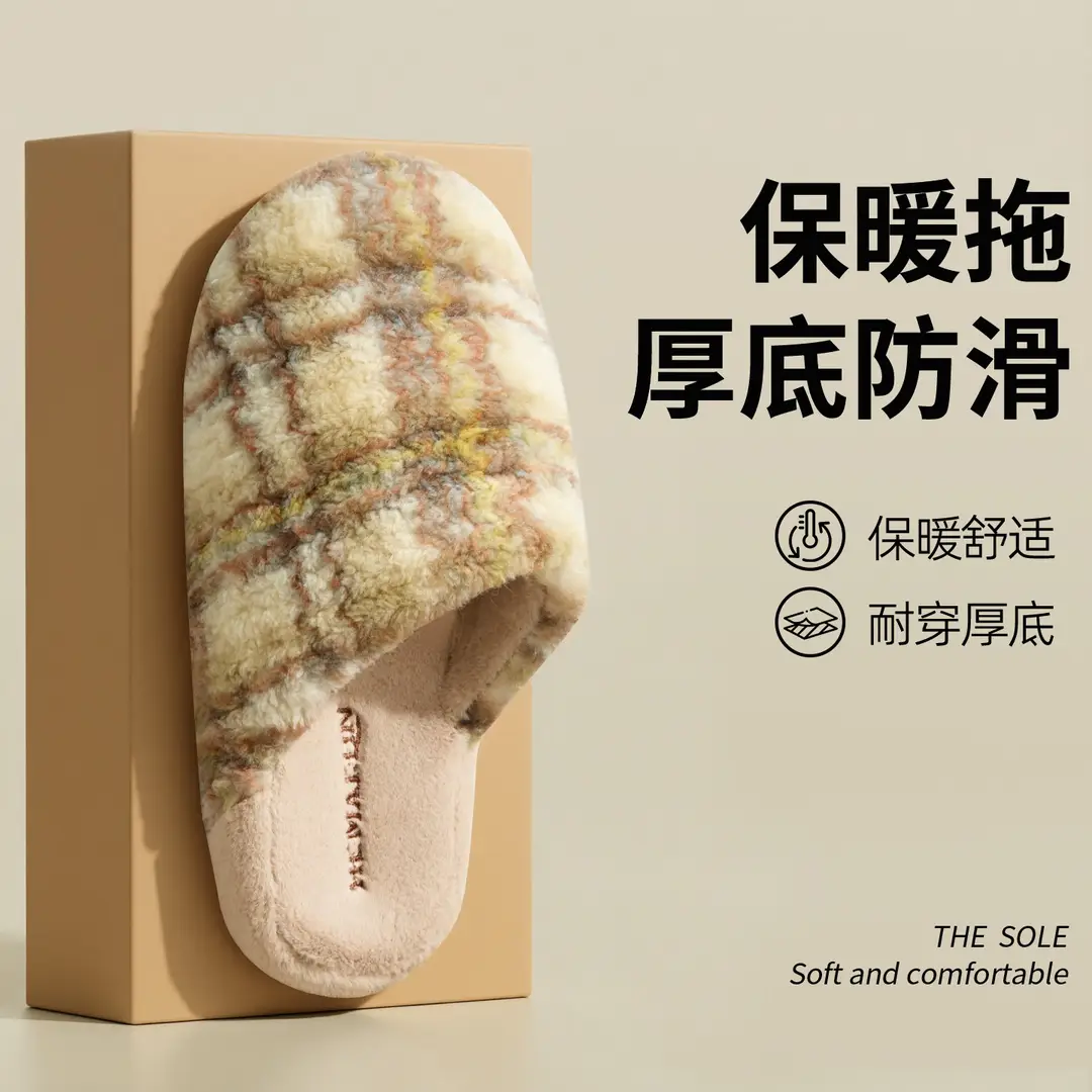 High-Quality Cotton Slippers for Women Winter 2025 New Indoor Home Warm Plush Slippers Thick-Soled Comfortable Cotton Slippers - Image 11