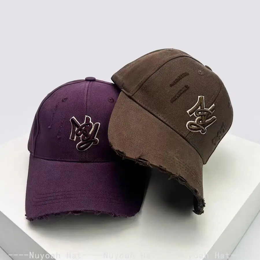 Pink Ripped Embroidered Ny Letter Cap Unisex - Image 11