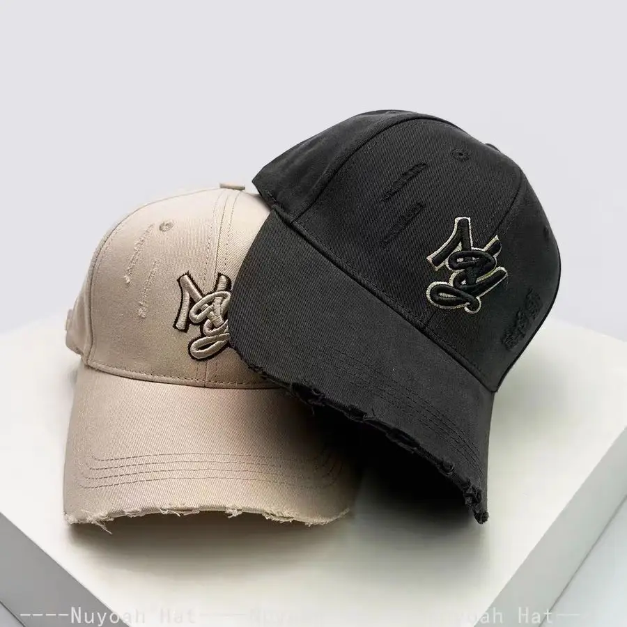 Pink Ripped Embroidered Ny Letter Cap Unisex - Image 12