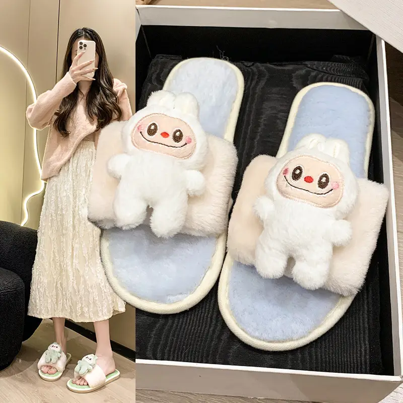 Cartoon Cotton Slippers for Women 2026 Autumn and Winter New Cute Home Children's Flat-Soled Casual Indoor Air-Conditioned Slippers - Image 5