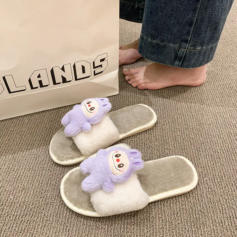 Cartoon Cotton Slippers for Women 2026 Autumn and Winter New Cute Home Children's Flat-Soled Casual Indoor Air-Conditioned Slippers - Image 8