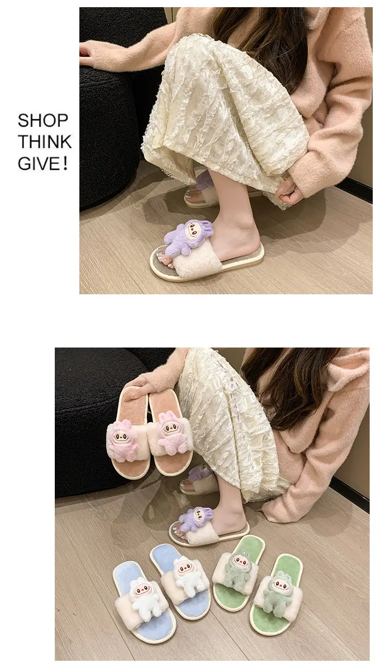 Cartoon Cotton Slippers for Women 2026 Autumn and Winter New Cute Home Children's Flat-Soled Casual Indoor Air-Conditioned Slippers — feature 12