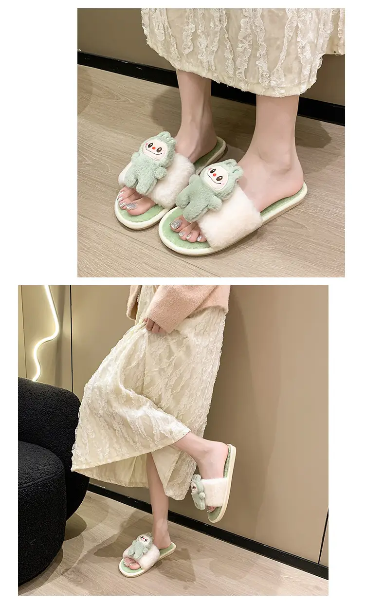 Cartoon Cotton Slippers for Women 2026 Autumn and Winter New Cute Home Children's Flat-Soled Casual Indoor Air-Conditioned Slippers — feature 17