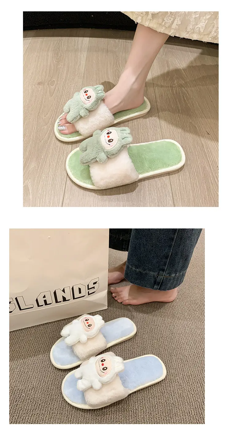 Cartoon Cotton Slippers for Women 2026 Autumn and Winter New Cute Home Children's Flat-Soled Casual Indoor Air-Conditioned Slippers — feature 18