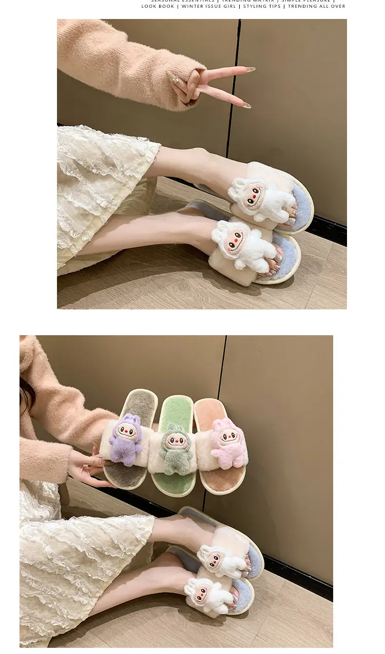 Cartoon Cotton Slippers for Women 2026 Autumn and Winter New Cute Home Children's Flat-Soled Casual Indoor Air-Conditioned Slippers — feature 20