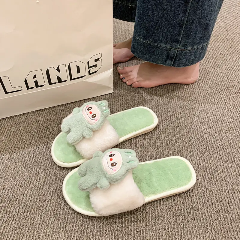 Cartoon Cotton Slippers for Women 2026 Autumn and Winter New Cute Home Children's Flat-Soled Casual Indoor Air-Conditioned Slippers - Image 2