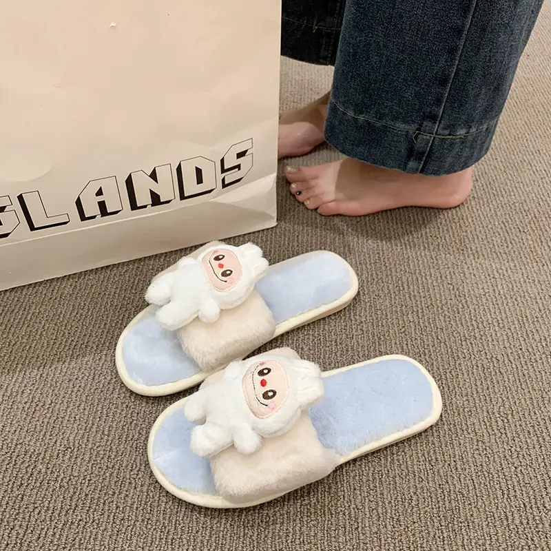 Cartoon Cotton Slippers for Women 2026 Autumn and Winter New Cute Home Children's Flat-Soled Casual Indoor Air-Conditioned Slippers - Image 3