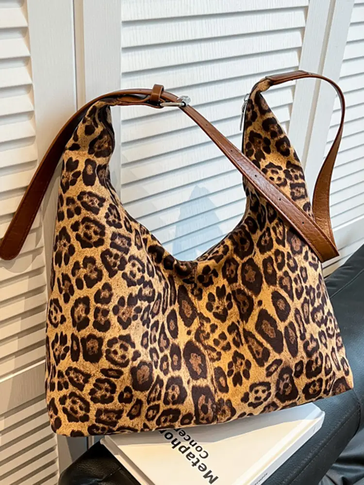Leopard Print Korean Style Tote Bag for Office & Travel