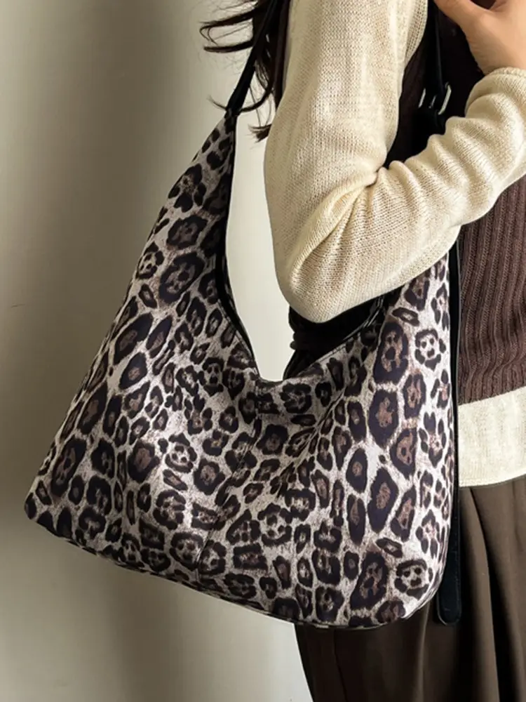 Leopard Print Korean Style Tote Bag for Office & Travel