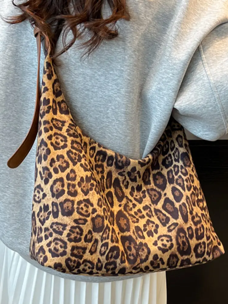 Leopard Print Korean Style Tote Bag for Office & Travel