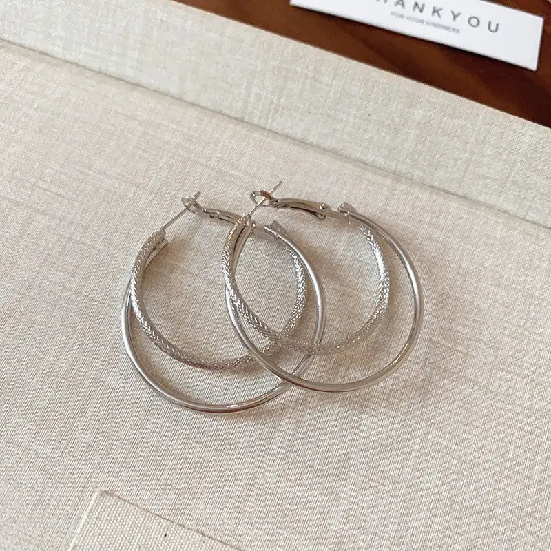 Minimalist Silver Needle Round Hoop Earrings Simple Fashion Commuter Personality Versatile Earrings Light Luxury High-End Earrings — feature 31