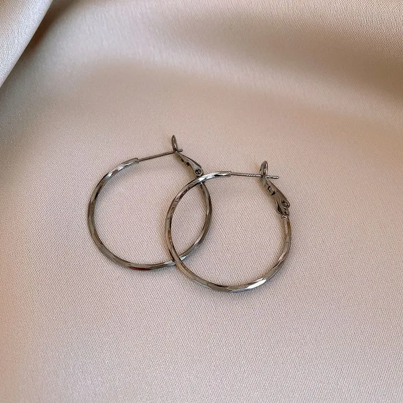 Minimalist Silver Needle Round Hoop Earrings Simple Fashion Commuter Personality Versatile Earrings Light Luxury High-End Earrings — feature 37
