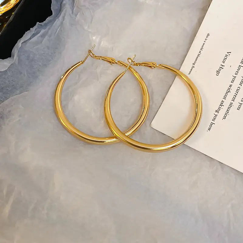 Minimalist Silver Needle Round Hoop Earrings Simple Fashion Commuter Personality Versatile Earrings Light Luxury High-End Earrings — feature 42