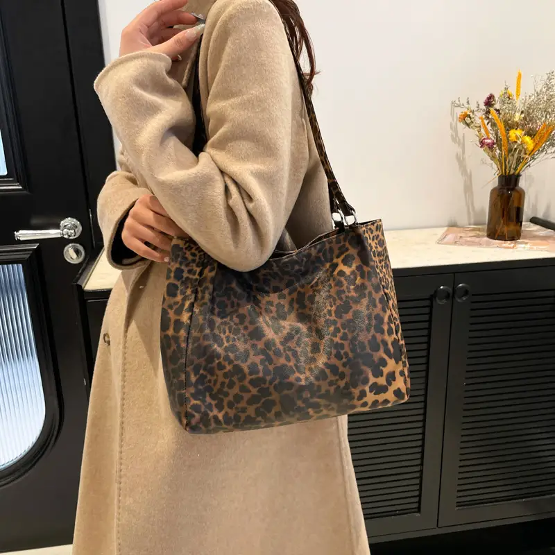 Women Leopard Print Tote Bags 2024 New Large Capacity - Image 5