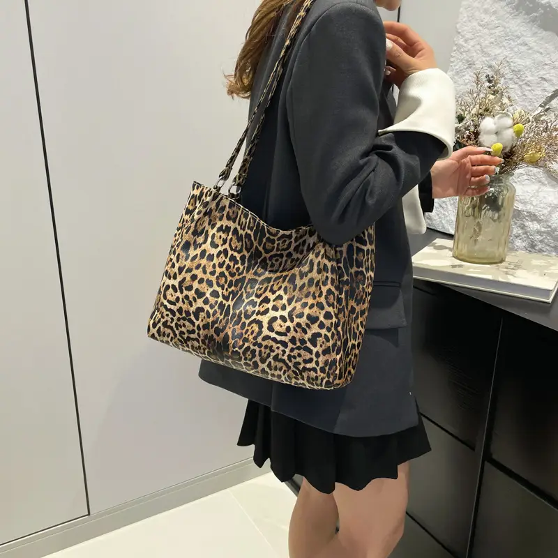 Women Leopard Print Tote Bags 2024 New Large Capacity - Image 7